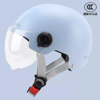 Helmet, Half Helmet, Riding Protection, Motosiklet kaskı (dəbilqə) - 3c-frosted-blue-short-transparent-lens