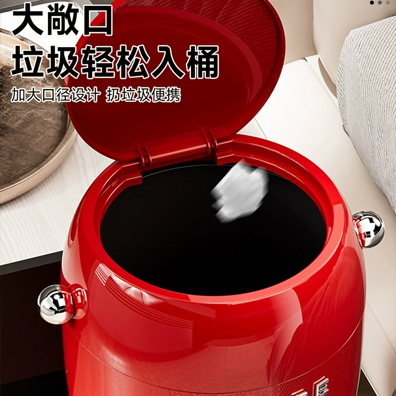 Trash can for home living room 2025 new style bedroom large capacity light luxury high-end high-end appearance wheeled trash can with flip lid