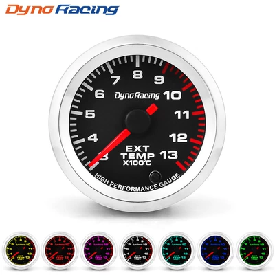 2'' 52mm Car Modified Exhaust Thermometer Colorful Backlight 12V Pointer Instrument 300~1300 ℃ (automobile instrument)