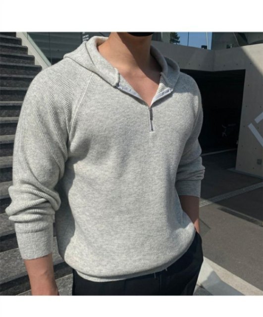 Herren-Kapuzenpullover mit halbem Reißverschluss – Trendiger Oversize-Strickpullover mit angesagtem Streetwear-Flair für lässige und urbane Looks_voghion.com