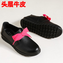 牛皮中老年女鞋大码系带妈妈鞋软底软面手工皮鞋女防滑老人鞋跨境
