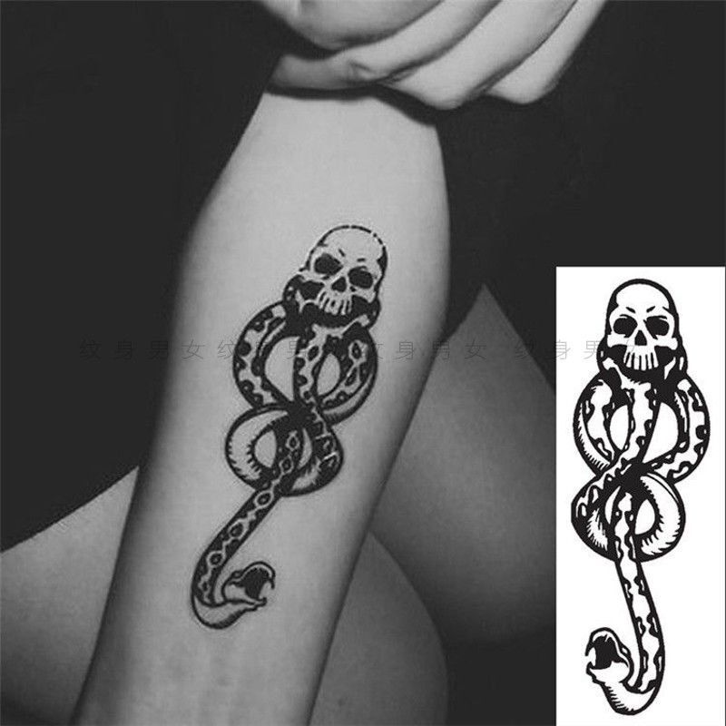 Juice Voldemort Death Eater Snake Stick Tattoo Dark Strap Arm Personalized Harry Potter