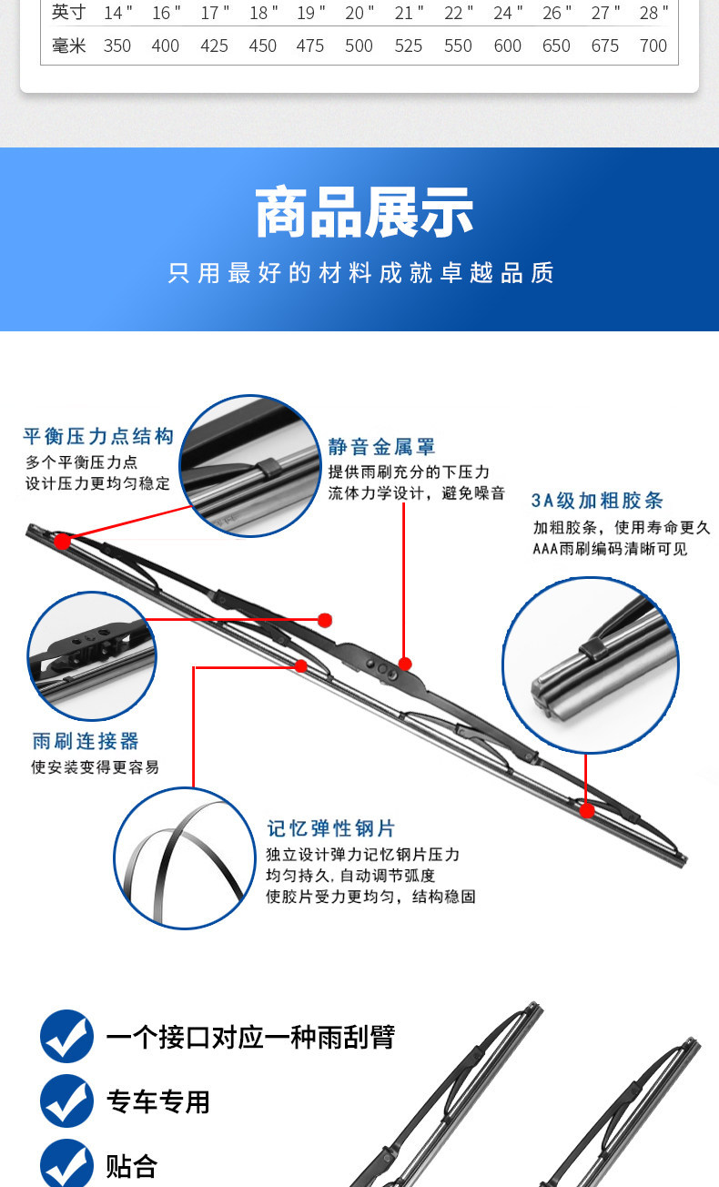 Compatible with Dongfeng Citroën Sega wipers, original 08, 10, 12, 13, 16 models, new wiper blades