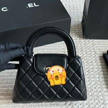 原标 新款小香风23k牛皮手提kelly真皮菱格链条包单肩手提斜跨包