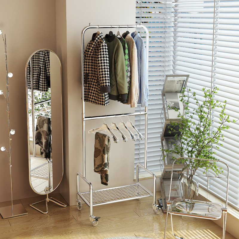 雙層衣架衣帽架掛衣服架子家用落地臥室不占空間晾衣架簡易衣架