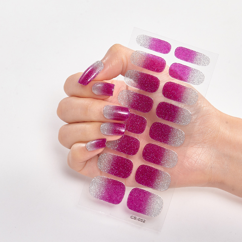 Nuevo 16-dedo ultra-delgado sin costuras pegatinas de uñas 3D pegatinas de uñas desgaste libre de gelatina almohadillas de uñas pegatinas de uñas parche helado