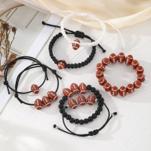 欧美跨境运动风精美男士橄榄球手链绳时尚简约风可抽拉式手绳批发