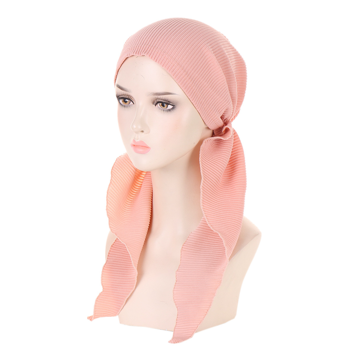 cappello musulmano a turbante con cappello curvo finale da donna in tinta unita in stock_voghion.com