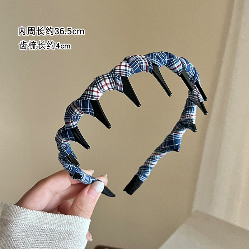 日韩布艺缠绕格纹带齿防滑发箍女高颅顶头箍时尚洋气发卡发饰批发|undefined