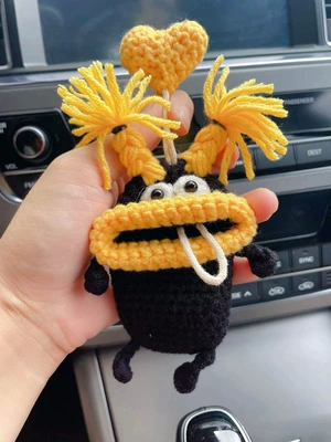 case cute cartoon wool knitted Car key bag - black-yellow-braid-universal-99-carfinished-product