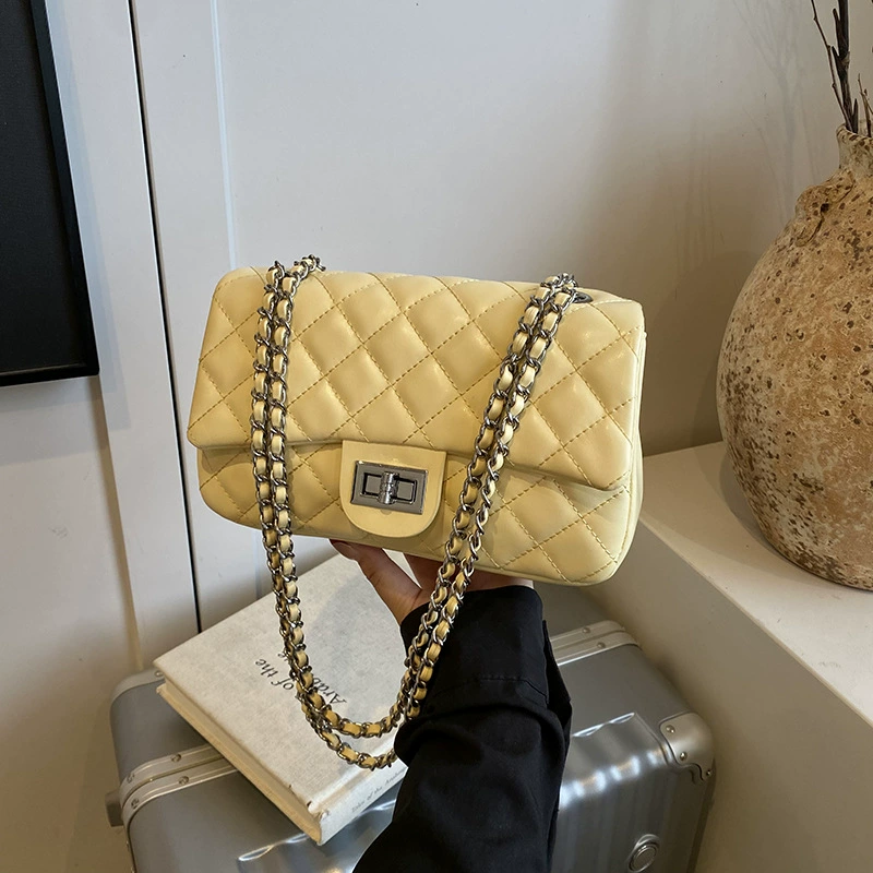 One-Shoulder Diamond-Pattern Shoulder Bag, Quilted Summer Bag, Stylish High-Quality