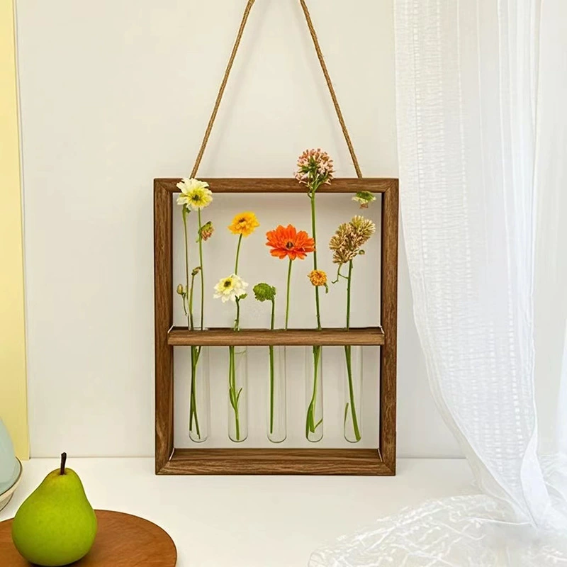 Креативный минималистичный настенный настенный гидропонный двухслойный подвесной стеклянный пробирка зеленая посадка цветочная композиция декоративная настенная подвеска