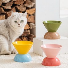 猫碗陶瓷高脚保护颈椎猫咪喝水吃饭狗狗防打翻宠物猫咪粮碗猫食盆