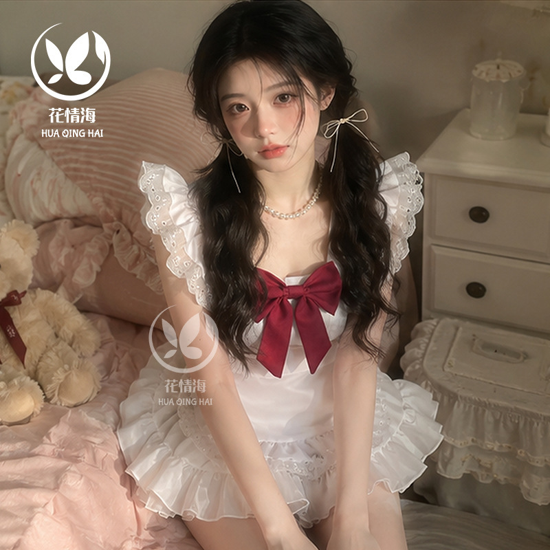 Floral Sea Sexy Lingerie Maid Cosplay Lolita Apron New Chinese Style Apron Chinese Chef Uniform A1093