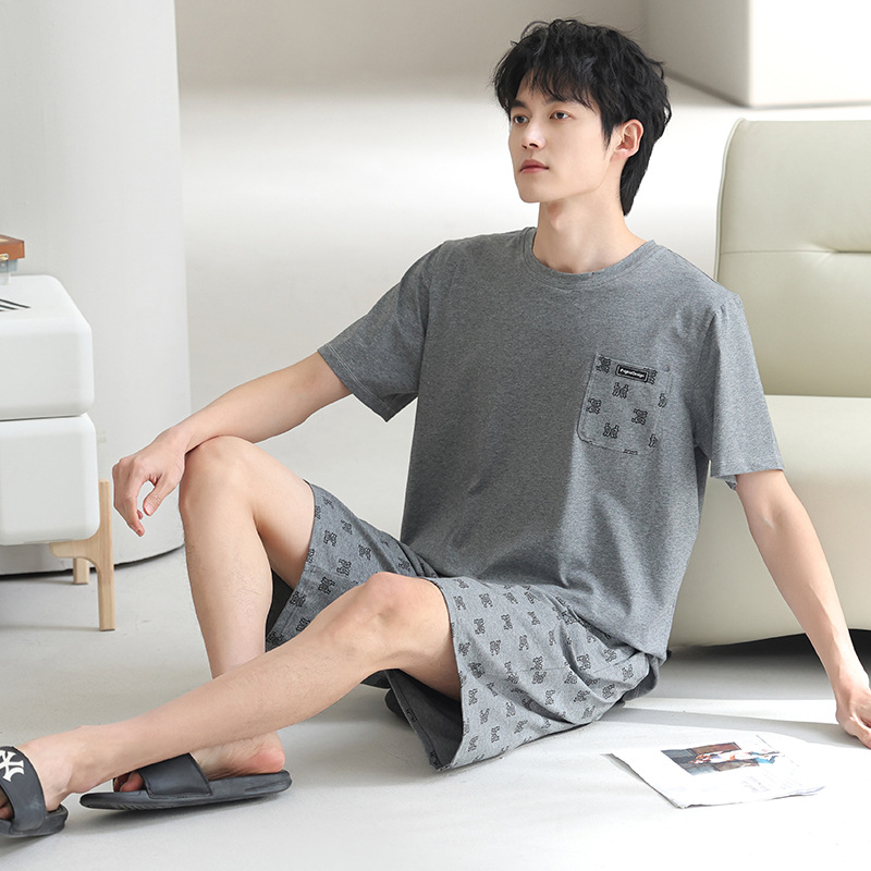 Pijamas modales para hombres verano 2025, nuevo conjunto de ropa casera, mangas cortas, sueltas y grandes, se puede usar fuera.