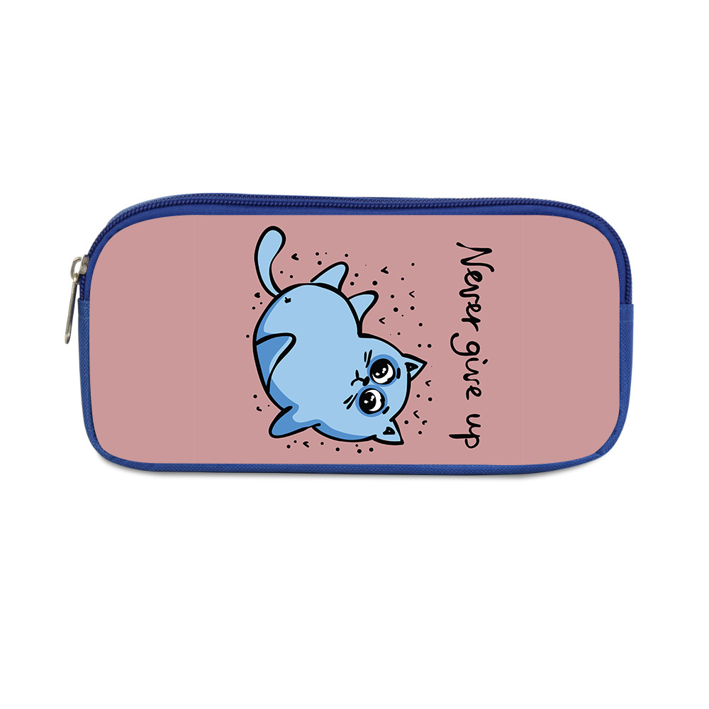 Cartoon cute cat blue single layer pencil case 08