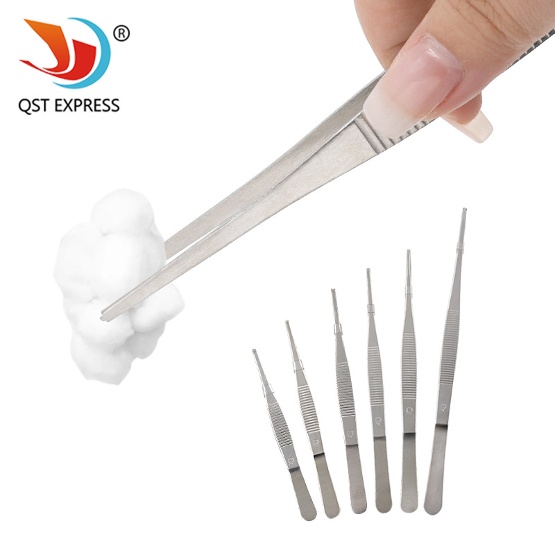 不锈钢带齿钩镊子 有齿带钩敷料镊子 敷料辅助工具 直型镊子