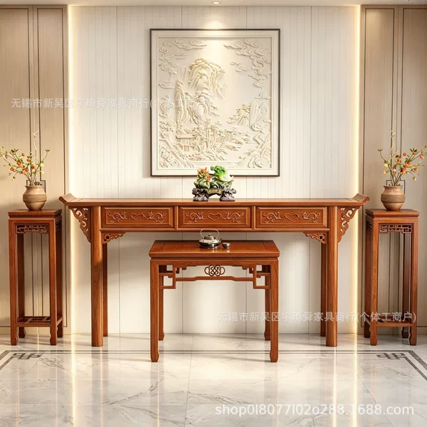 New Chinese-style altar table set of six pieces, solid wood eight-spirits table, altar cabinet, rural home furniture