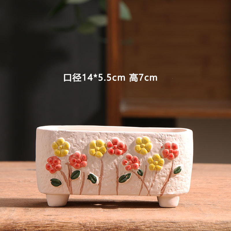 Placa larga, maceta carnosa, cerámica, precio especial, balcón doméstico, terracota, cerámica pequeña, lavabo especial, liquidación al por mayor