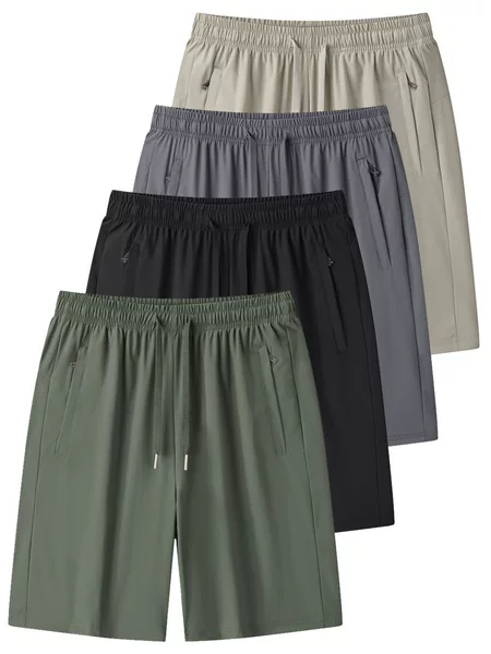 6199 Summer Men's Large Size Ice Silk Shorts, Five-Point Pants, Men's Striped Nylon Spandex Cool Fabric, Can Print Logo