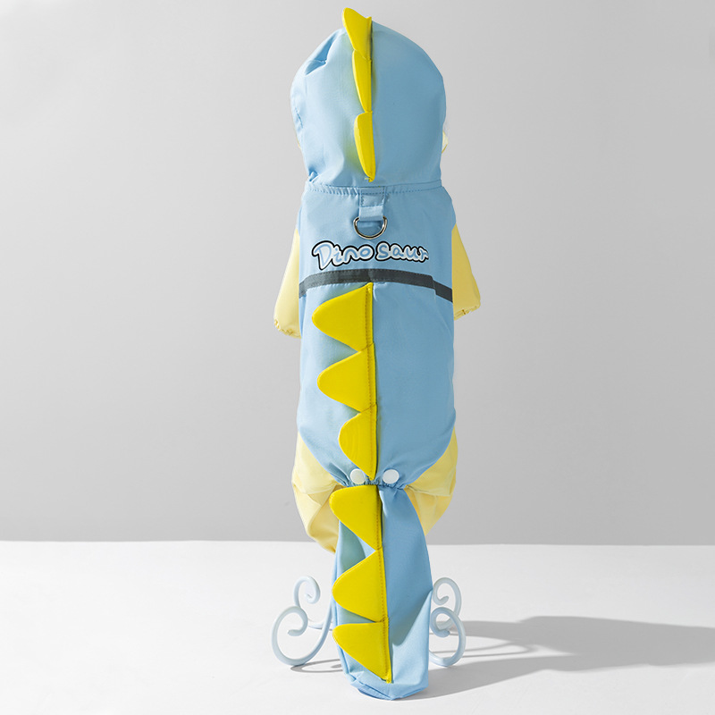 Perro lluvia impermeable de cuatro patas bolsa de dinosaurio tridimensional cola perro Teddy poncho mediano y grande perro golden retriever mascota impermeable
