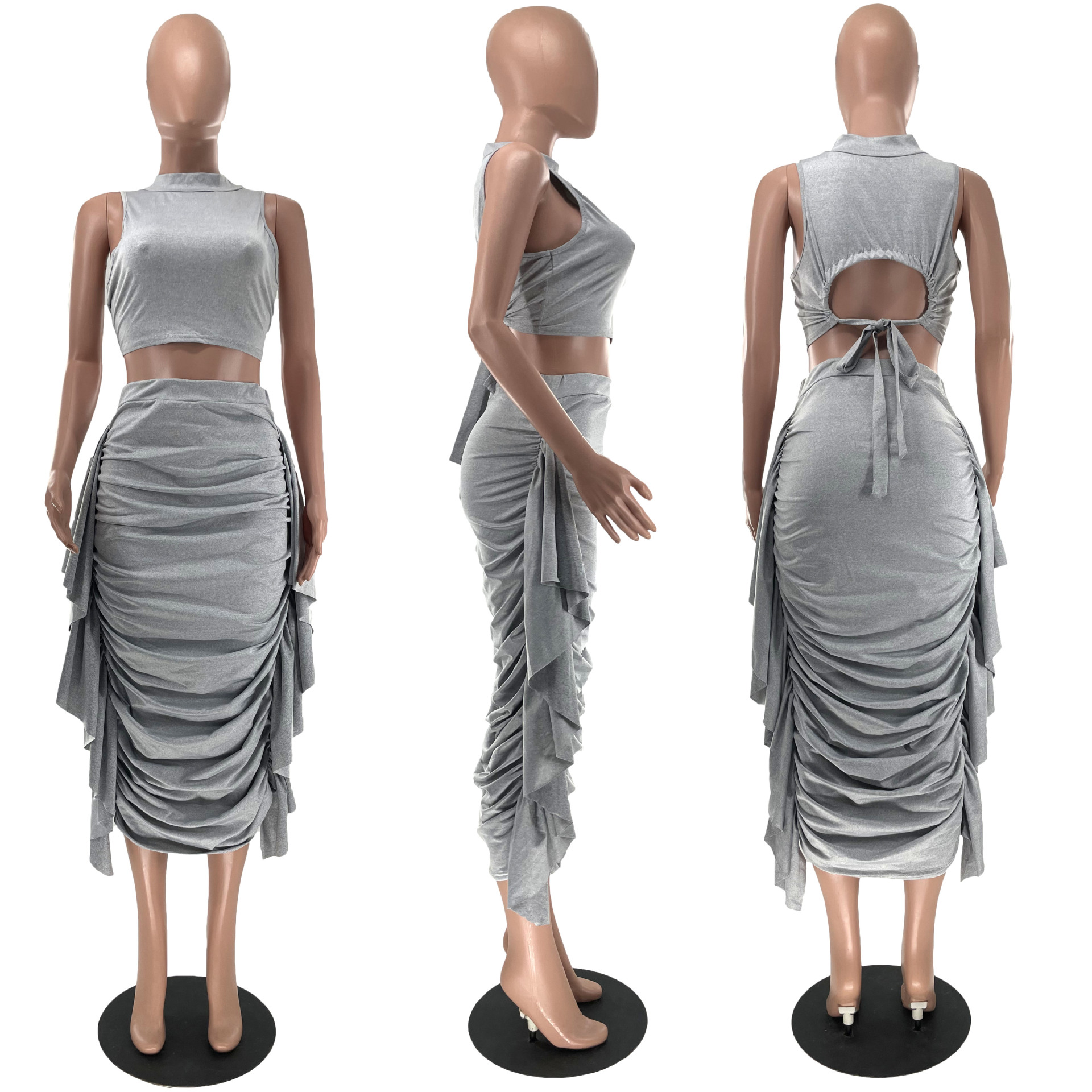 420g Weight Sleeveless Sleeve Length Tank Dress Dresses Type Spandex, Polyester Fabric Type Skirt Co-ord Set Sets Type 2 Pieces Set Quantity Daily Occasion Round Neck Neckline Regular Fit Fit Type Solid Color Pattern Summer, Spring Season Women's Gender Sexy, Streetwear Style Ruffles Craft Daily Women's Sexy Streetwear Solid Color Spandex Polyester Skirt Co-ord Set Skirt Sets 无