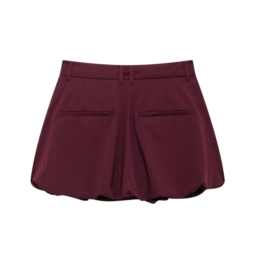 Wine Red Color Holiday Daily Wine Red Women's Streetwear Solid Color Polyester Skirt Co-ord Set Skirt Sets