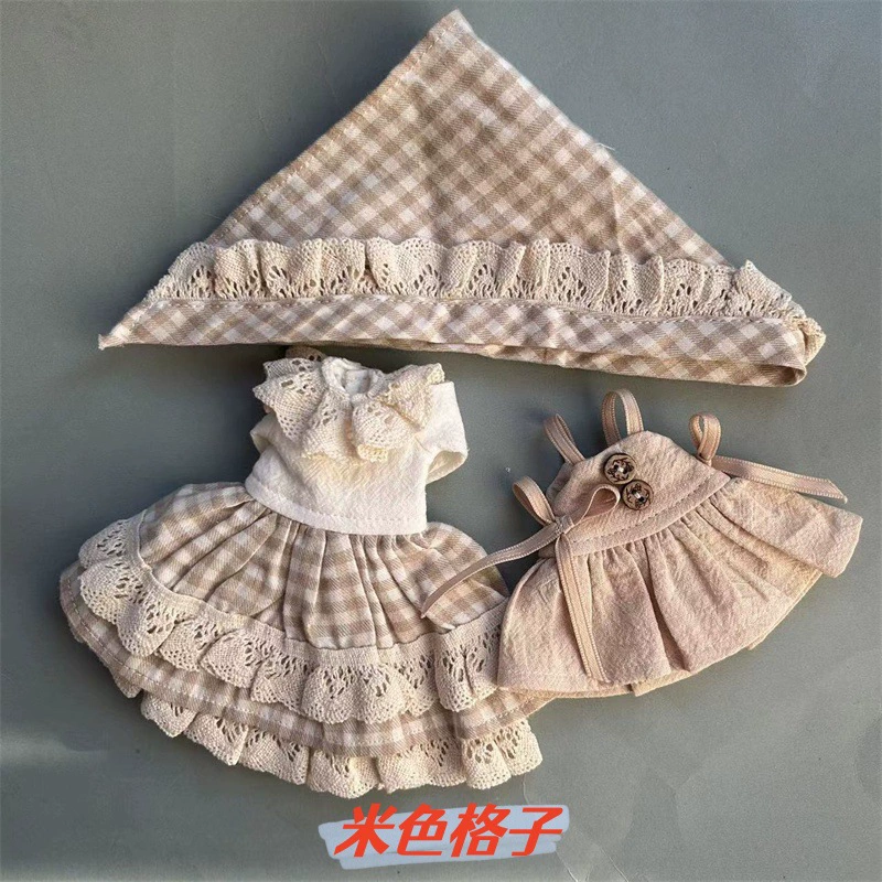 Кукольная одежда (Blythe) OB22/OB24 комплект юбок, стиль ретро лесной пасторали, клетчатый чепчик