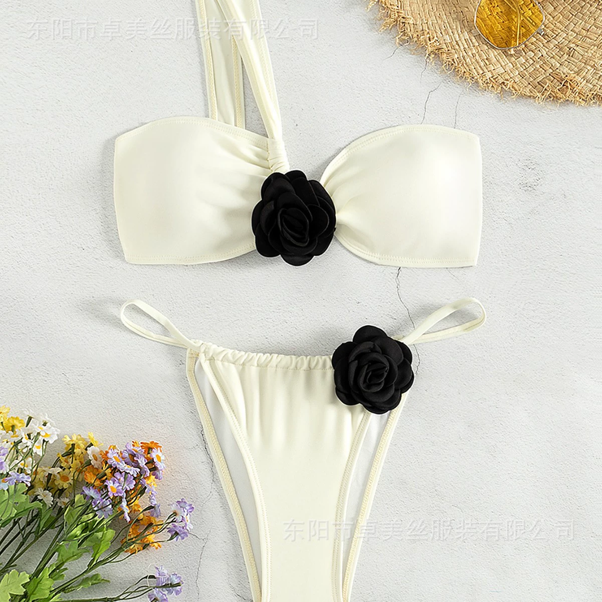Пляжный трехмерный белый раздельный Sexy купальник, европейский стиль