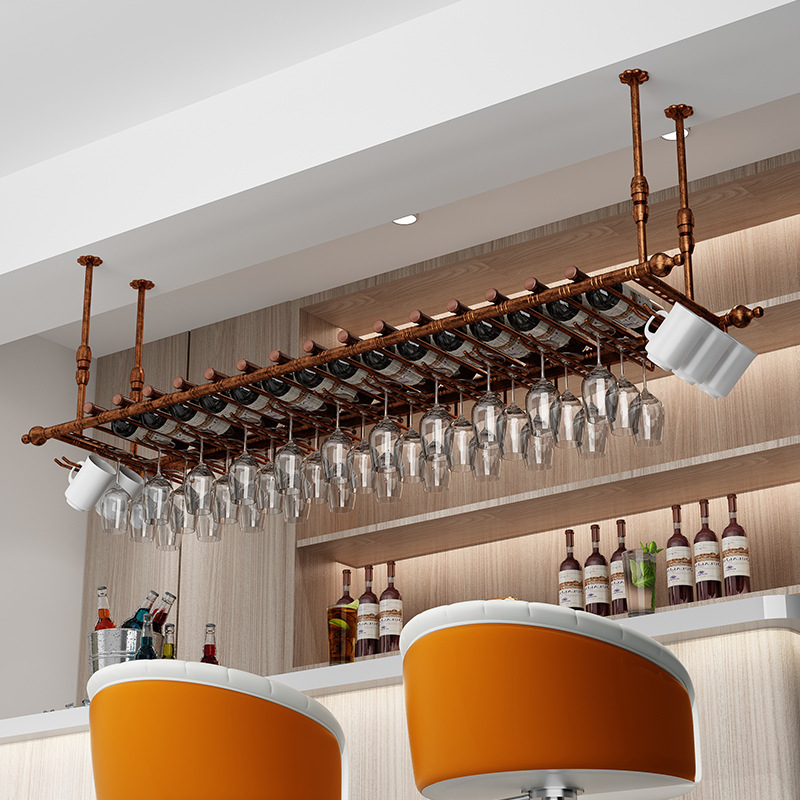 Bar Wine Glass Rack Hanging Overhead Red Wine Rack Ornaments Decoration Display Rack Red Wine Glass Rack Goblet Rack Household
