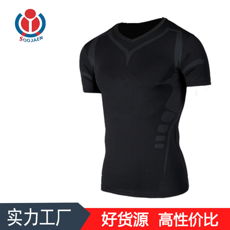PRO速干运动紧身上衣男弹力跑步印花短袖透气篮球训练健身服8202