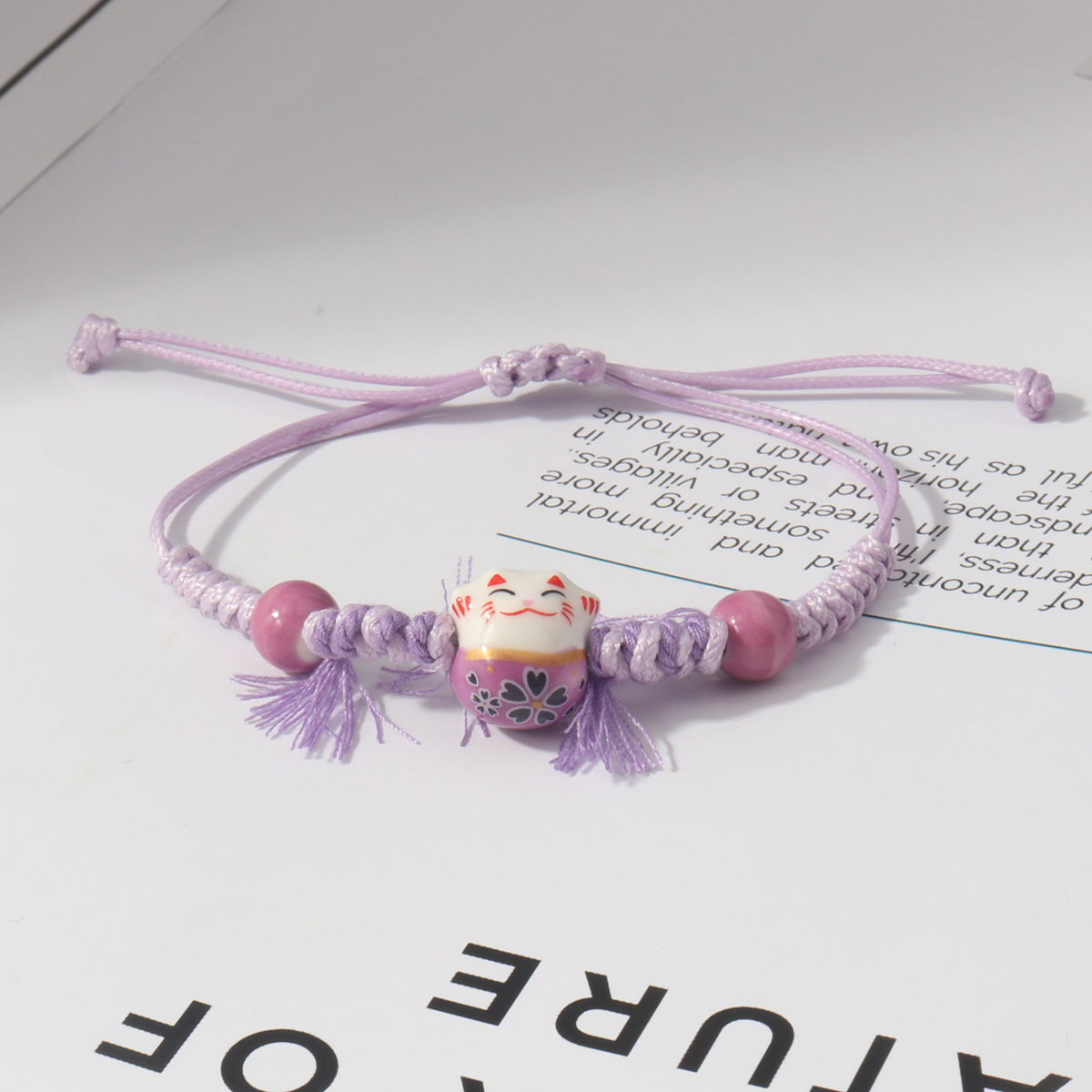 보라색 술 행운의 고양이 팔찌