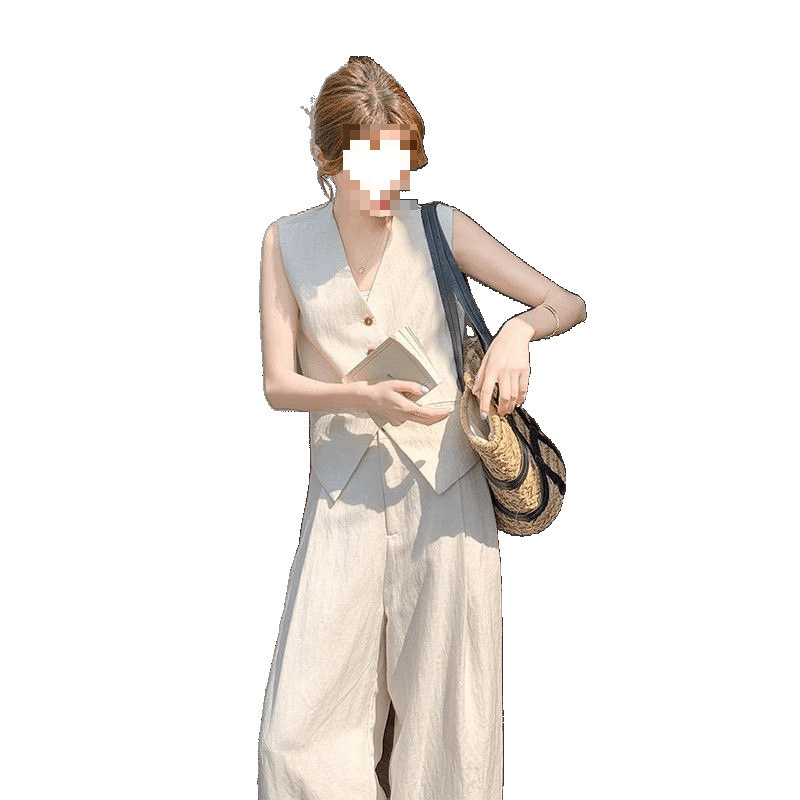 法式气质高级感穿搭套装女2025夏季新款老钱风马甲阔腿裤两件套|undefined