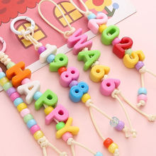 大红色孔径6mm亚克力大孔英文手工diy串珠挂件散珠字母手机链配件