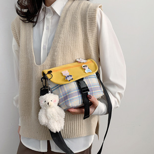 Korean style ins cute vintage soft girl Mori nylon bag women's fashion new small square bag shoulder bag women's bag