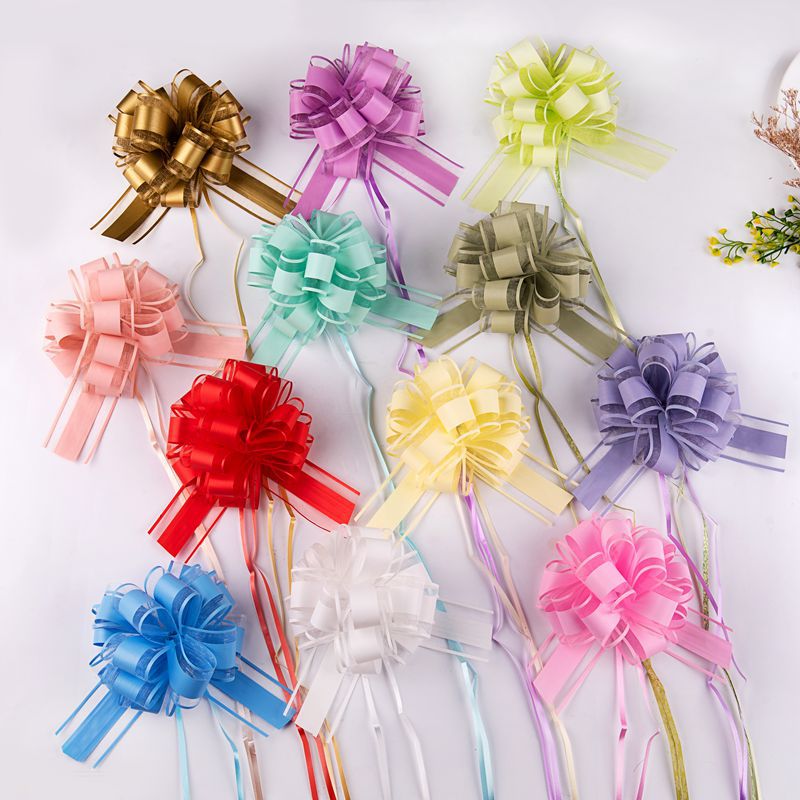 Comercio exterior transfronterizo 50 gran hilo de nieve elegante color natural bola flor Navidad regalo flor embalaje color sólido guirnalda cinta