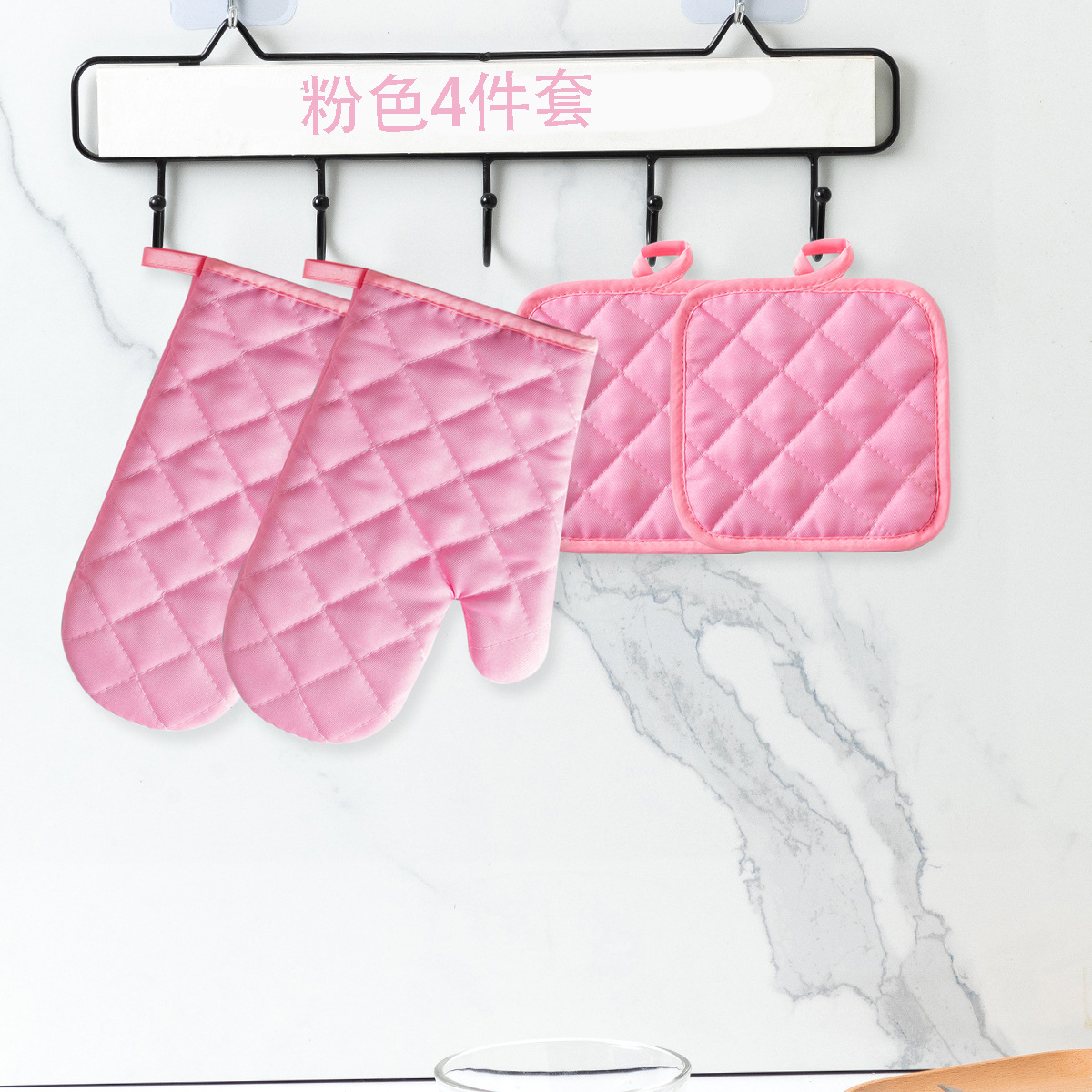 En stock al por mayor del hogar guantes de horno engrosada aislamiento térmico guantes de horno microondas utensilios de cocina para hornear traje resistente a altas temperaturas