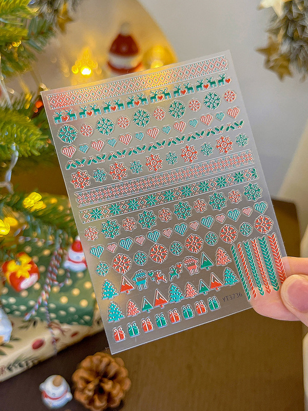 YITU蟻図愛雪花クリスマスシリーズヘラジカネイルシールクリスマスツリー毛爪装飾YT3736|undefined
