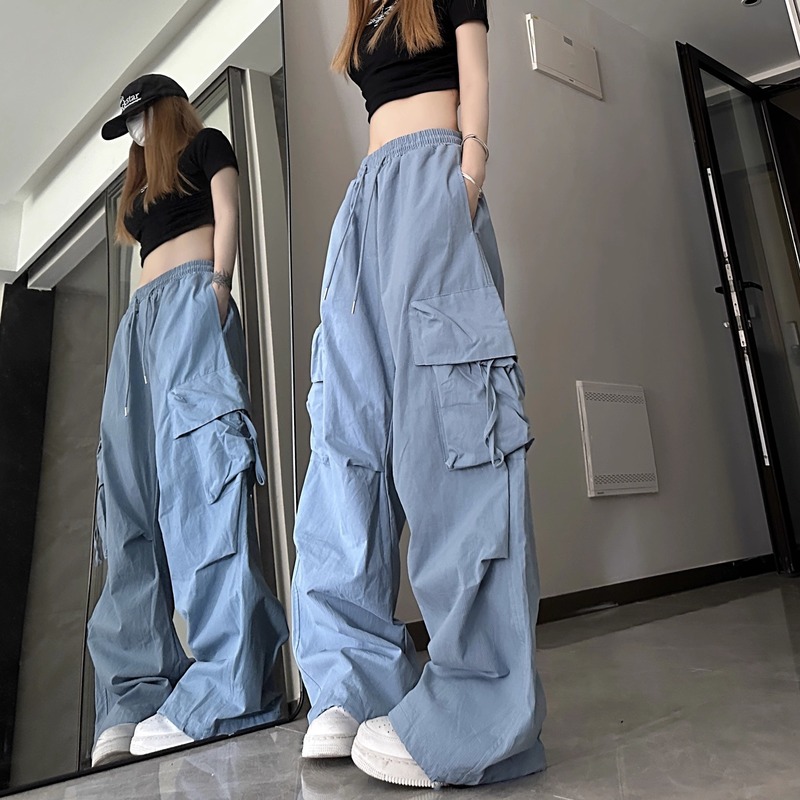 oversize多巴胺帅气工装裤子女宽松美式复古显瘦直筒休闲阔腿裤子|undefined