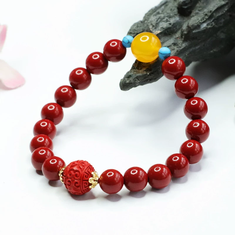 Органический агатож bracelet, циннабар