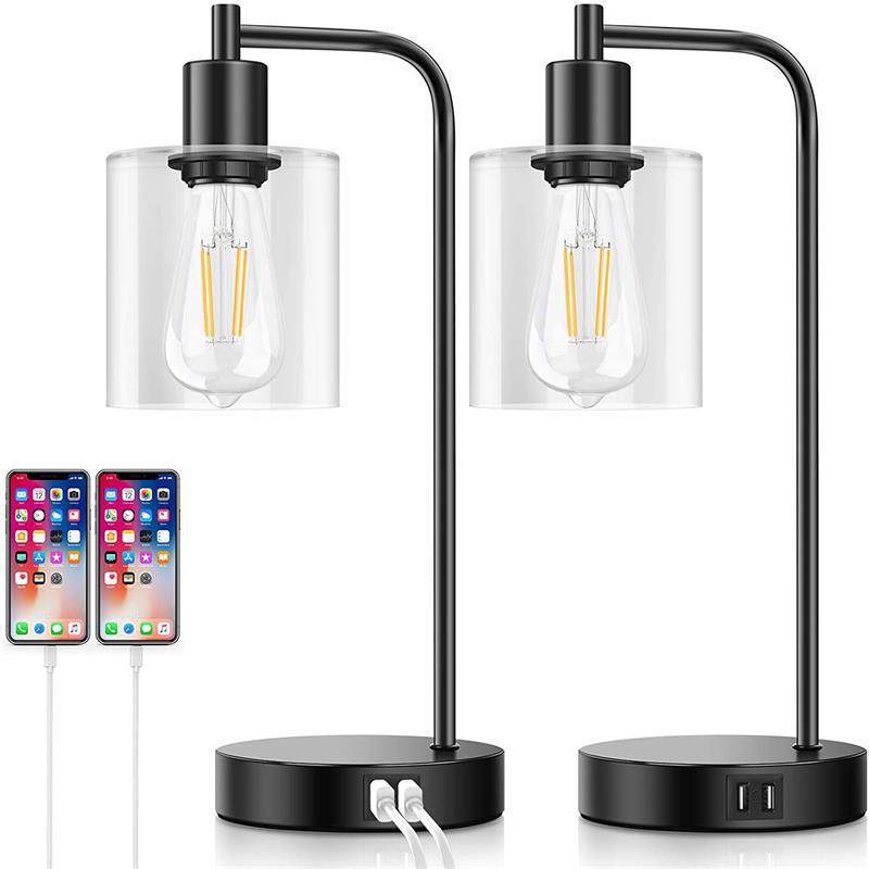 Amazon Explosions Table Lamp Bedroom Bedside American Touch Knob Dimming USB-C Wireless Fast Charging wayfair