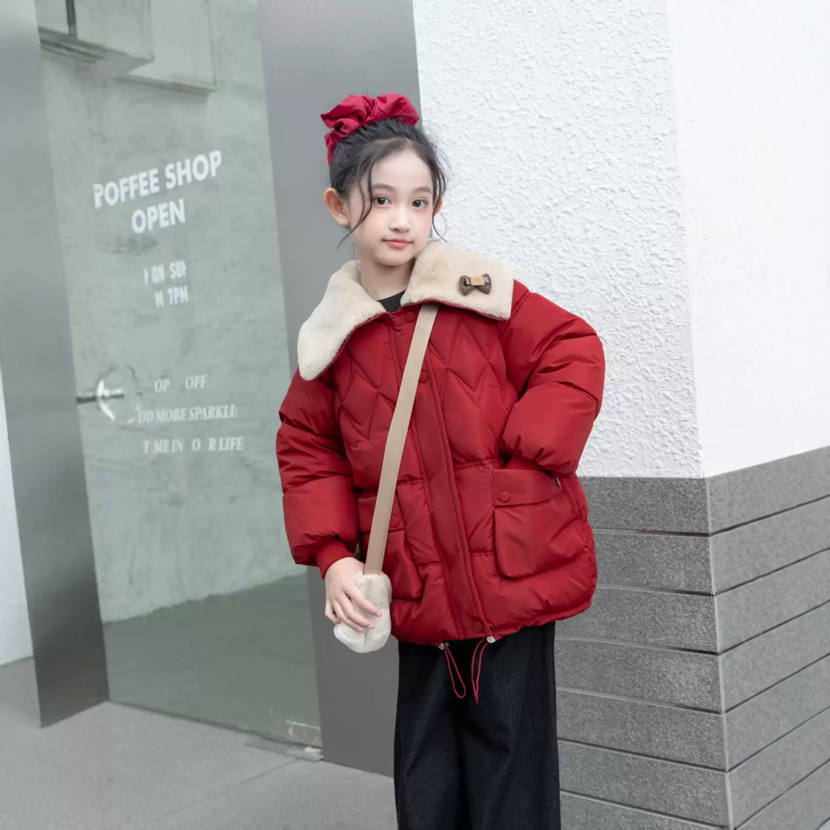 女童中大童2025冬季新款韩版洋气休闲加厚加绒棉服保暖冬季外套