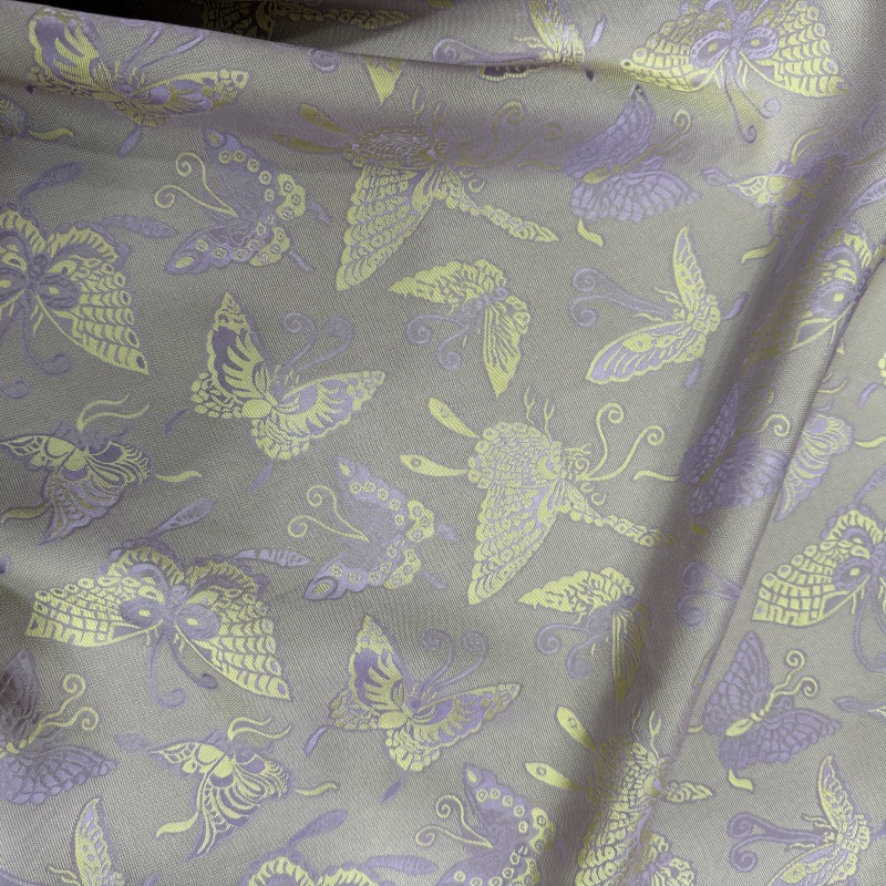 古风仿花罗面料大袖衫褙子蝴蝶人丝提花布春夏旗袍布料