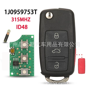 4 düyməli Volkswagen qatlanan pult avtomobil açarı 315mhz ID48 çip 1J0959753T
