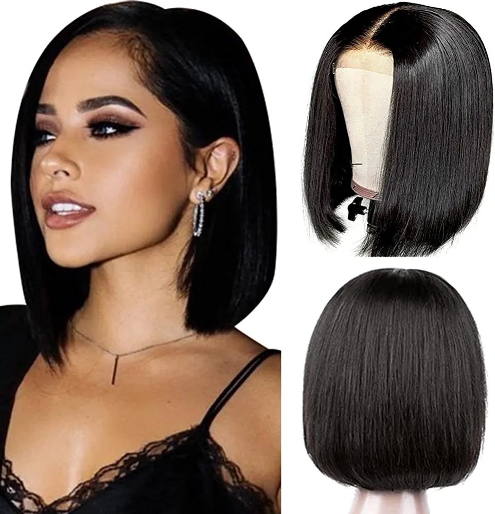 Women's Simple Style Stage Street Real Hair Centre Parting Short Straight Hair Wigs display picture 2