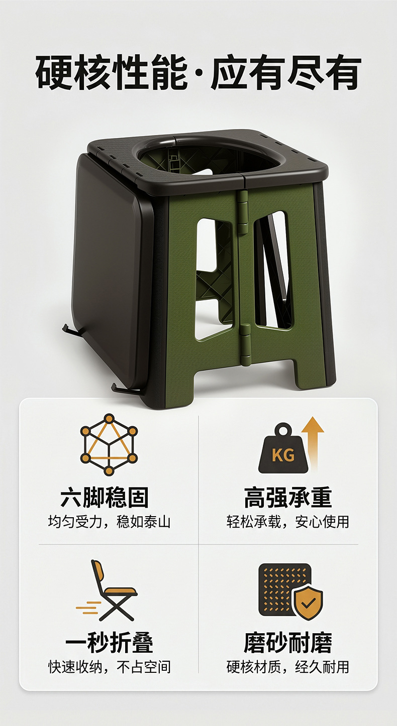 School outdoor folding toilet, portable odor-proof car toilet, toilet solidifying agent for self-driving camping outdoors