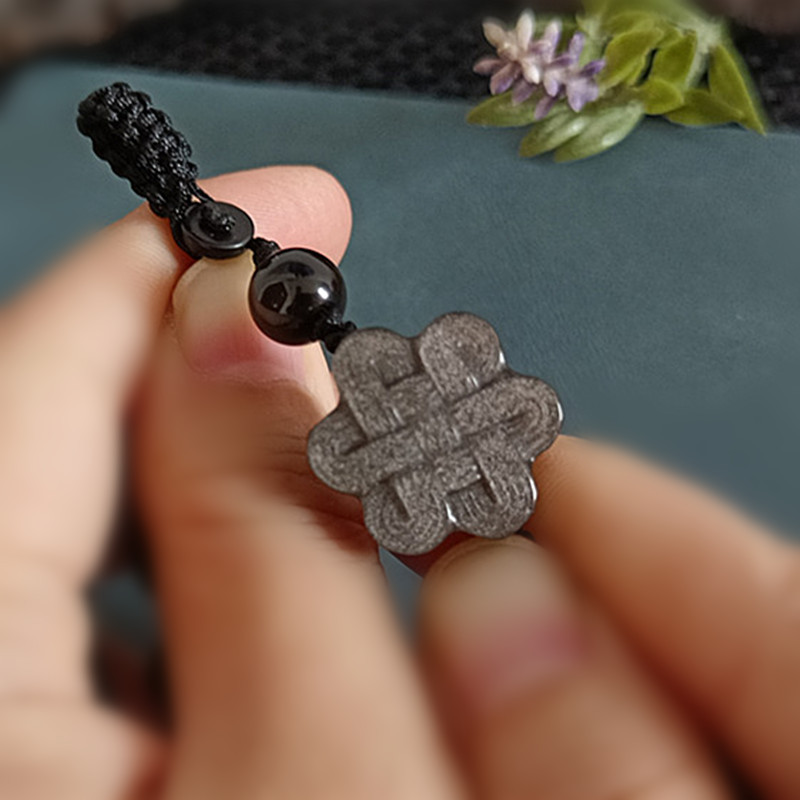 실버 흑요석 중국 매듭 키 체인 스타일 II