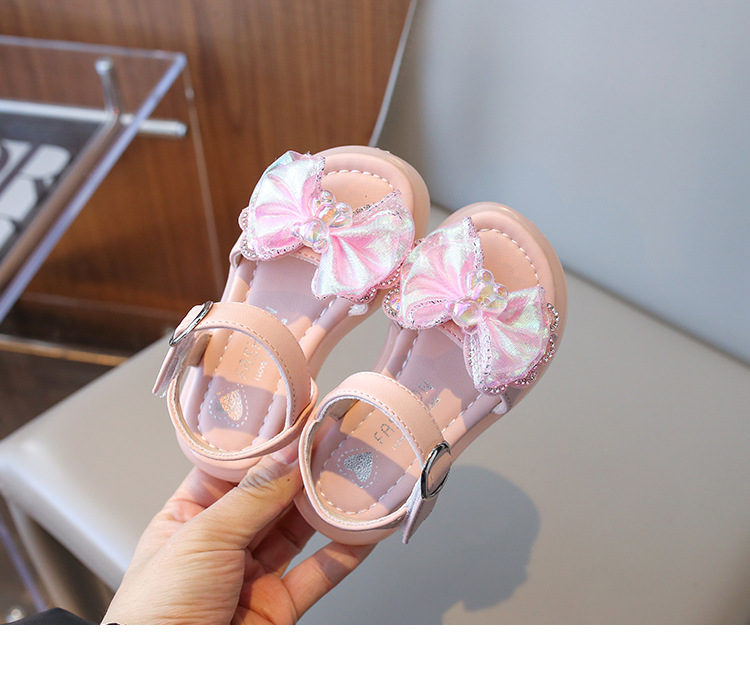 Sandali per ragazze 2024 primavera/estate nuova moda baby water diamond edizione coreana fiocco principessa suola morbida scarpe da ballo_voghion.com