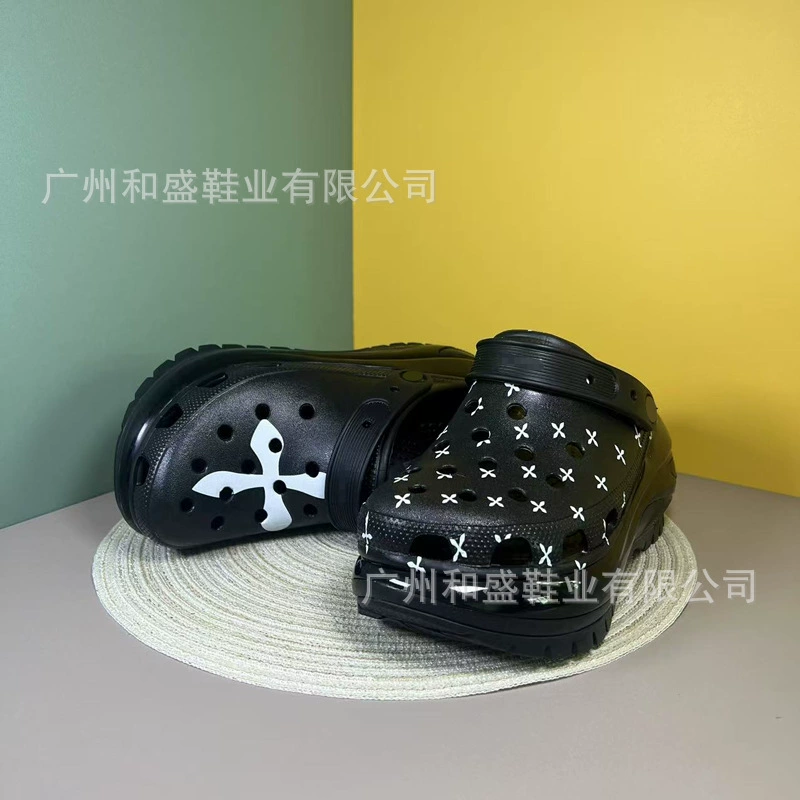 Легкие сабо с крестообразным принтом, парные тапочки для пары, уличные тапочки на толстой подошве, увеличивающие рост, обувь унисекс