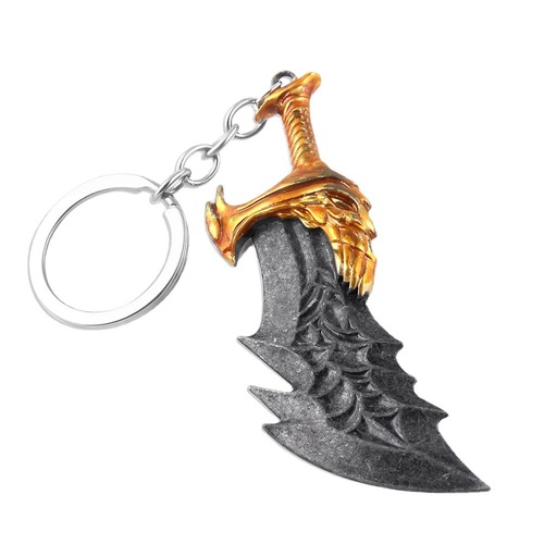 Game God of War 4 Blade of Chaos broadsword keychain Kuiye ax weapon model mask key metal pendant